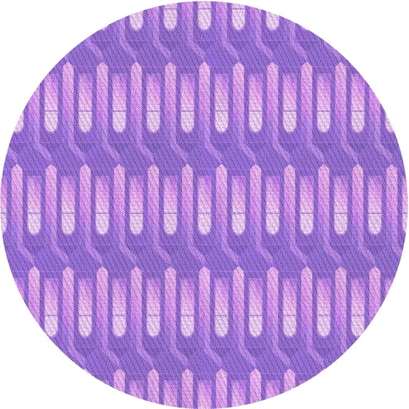 Ahgly Company Machine Washable Indoor Round Transitional Violet Purple Area Rugs, 8' Round