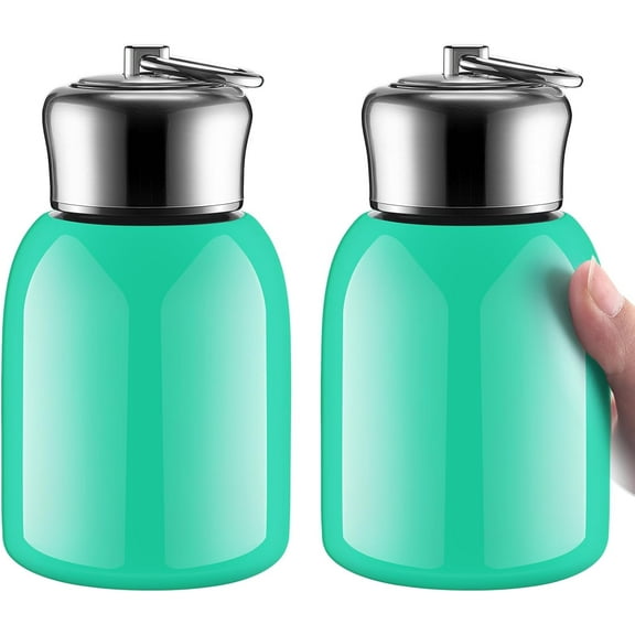 2 Pcs 10oz Mini Stainless Steel Water Bottle Slim Insulated Thermal Small Vacuum Hot Cold Drink Portable Water Bottle for Women Gifts Travel Camping Hiking