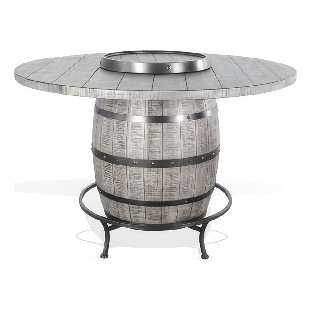Zeka Counter Pub Dining Table, Gray Barrel Base w Lazy Susan, 54 Inch