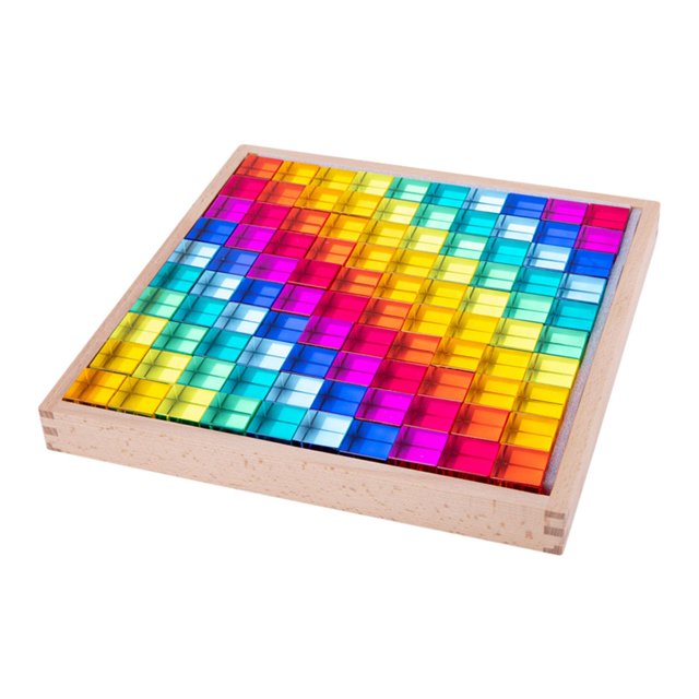Milaget Acrylic Cubes Blocks Set Stacking Blocks Toys for Preschool Party 3 Year Old 100pcs
