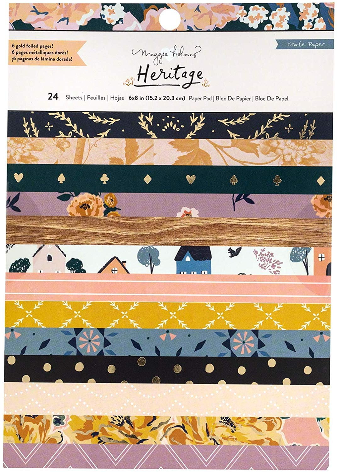 American Crafts Crate Paper 6" x 8" Heritage Patterned Paper Pad Foil