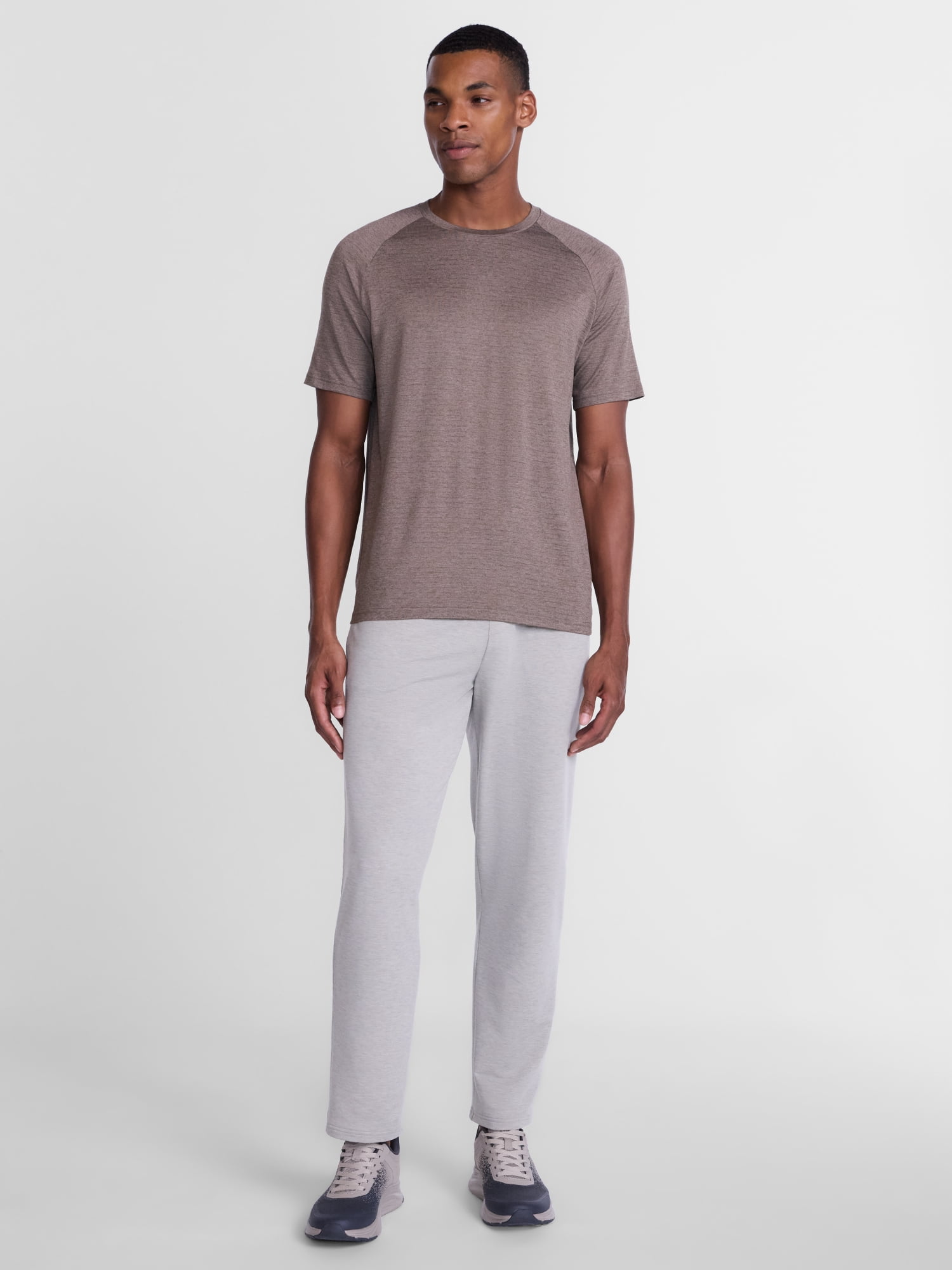 Athletic Works Men's Tonal Stripe Workout Shirt with Short Sleeves, Sizes XS-4XLT