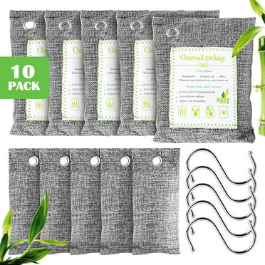 Brizi Living 10 Pack Bamboo Charcoal Air Purifying Bags, Activated Charcoal Odor Eliminator for Shoes, Pets, Bathroom