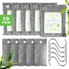Sekkvy 10 Pack Bamboo Charcoal Air Purifying Bag with 5 Hanging Hooks Natural Freshener Burlap Bag for Shoes Pets Bathroom Basement 5 x 200g+5 x 75g