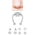 thumbnail image 2 of facefd Magnetic Fake Septum Nose Rings Hoop Horseshoe for Women Bright Silver, 2 of 8