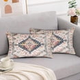 thumbnail image 4 of Set of 2 Boho Style Throw Pillow Cover Ethnic Design Pattern Linen Persian Carpet Tribal Pattern Throw Pillow Case Cushion Cover Home Office Decorative Square 12x20 inch, 4 of 6
