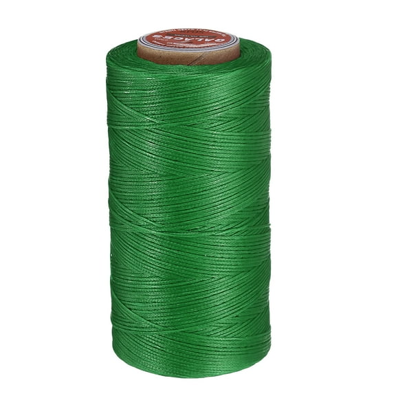 Uxcell Flat Leather Sewing Waxed Thread, 270m / 295 Yards Polyester Wax String, 150D Wax Stitching Cord for Leather Crafts, Dark green