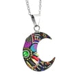 thumbnail image 4 of Juego de aretes y cadena con dije forma de Luna ZVEZDA plata mexicana ley .925 Negro, 4 of 5