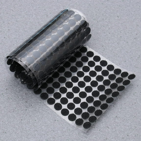 Worgeous 900 Pcs Black Round Hook and Loop Dot Tape Self Adhesive Nylon for Sticking 10mm Diameter