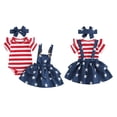 thumbnail image 3 of Douhoow Baby Girls 4th Of July Outfits Infant Short Sleeve Romper + Suspender Skirt + Headband 2PCS Stars Stripe Clothes, 3 of 9