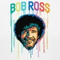 thumbnail image 3 of Teelocity Bob Ross Paint Drip White Short Sleeve Graphic Tee, 3 of 4