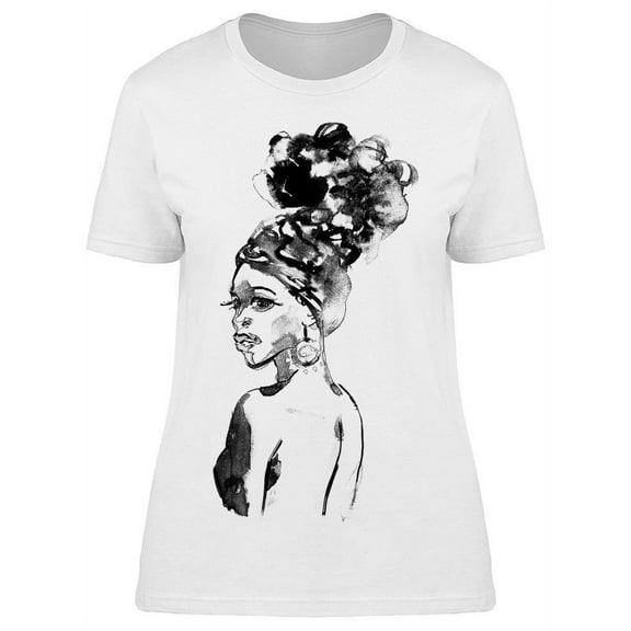 Black Woman Beautiful Watercolor T-Shirt Women -Image by Shutterstock, Female Large