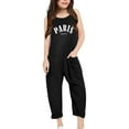 thumbnail image 3 of MIXUE Girls Jumpsuits & Rompers Summer Letter Print Spaghetti Strap V Neck Sleeveless Loose Bodysuits With Pockets Outwear,Black,13-14 Years, 3 of 5