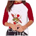 thumbnail image 4 of Moda mujer Navidad cuello redondo manga larga Patchwork impresión camiseta Casual blusa Tops Pompotops gfhjh4538, 4 of 6