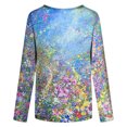 thumbnail image 5 of ICHUANYI Liquidación Mujer Verano Moda Estampado de flores Cuello redondo Manga larga Camiseta Top Blusa Jersey ICHUANYI WER202308253180, 5 of 5