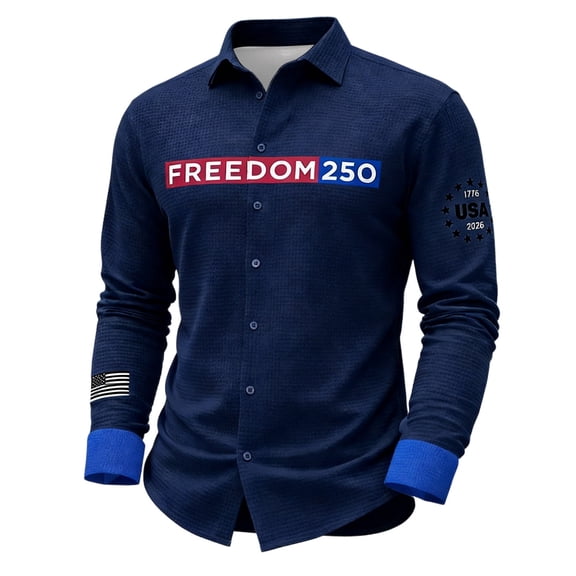 Kcolen 250Th Anniversary Usa Shirt for men American Patriotic Flag Button Down Blouse Men's American 250th Anniversary Tops Casual Fashion Streetwear Shirt