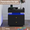 thumbnail image 2 of 4 EVER WINNER Smart Night Stand with Charging Station, Modern Black Nightstand with Adjustable LED Light and Drawers, Bedside Tables/ End Table for Bedroom Living Room, 2 of 8