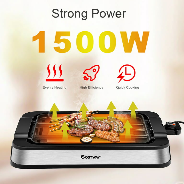 1500W Smokeless Indoor Grill Electric Griddle with Non-stick Cooking Plate