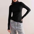 thumbnail image 5 of Aobny Casual Womens Shirts Black Basic Solid Long Sleeve Turtleneck Fitted Pullover Ladies Shirts Fancy, 5 of 8