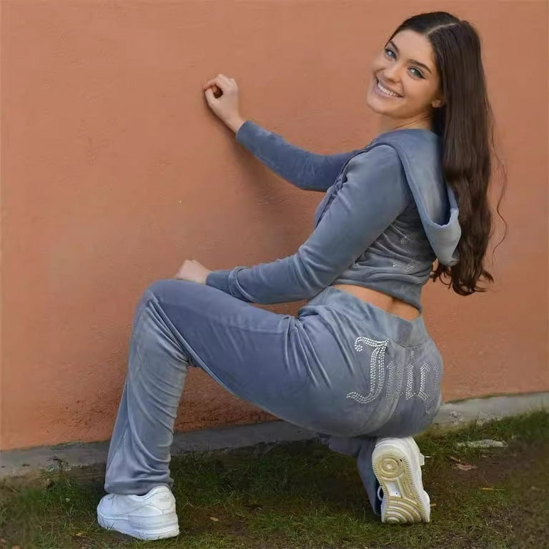 Juicy Couture Tracksuit Set Womens Sweatshirt Full Zip Hoodie