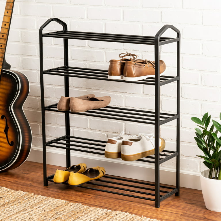 Honey-Can-Do Entryway Organizer with Hooks and Shoe Storage, Black