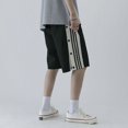 thumbnail image 5 of Pantalones cortos de baloncesto desgarrables para hombre con broches laterales, pantalones cortos posquirúrgicos de calentamiento completamente abiertos con bolsillos negro 3XL, 5 of 5