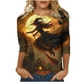 thumbnail image 2 of Mgmyaa Halloween Shirts for Women 3/4 Sleeve Fall Halloween Pattern Round Neck T-Shirts Plus Size Costumes Blouses Size S-5XL, 2 of 5