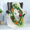 thumbnail image 4 of Letter O Soft Flannel Fleece Throw Blanket, Spring Season Alphabet with Grass Daisy Butterflies Ladybugs Greenland Florets, Cozy Plush for Indoor and Outdoor Use, 60" x 80", Multicolor, by Ambesonne, 4 of 5