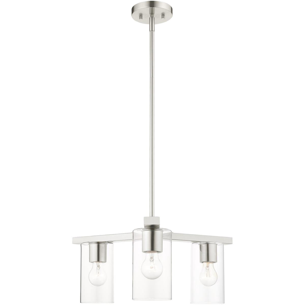3 Light Brushed Nickel Chandelier with Clear Glass Shade