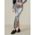 thumbnail image 3 of Biezeib Women Velvet Skirt Casual Solid Color Fashionable Split Long Skirt for Work Streetwear Clubwear, 3 of 6