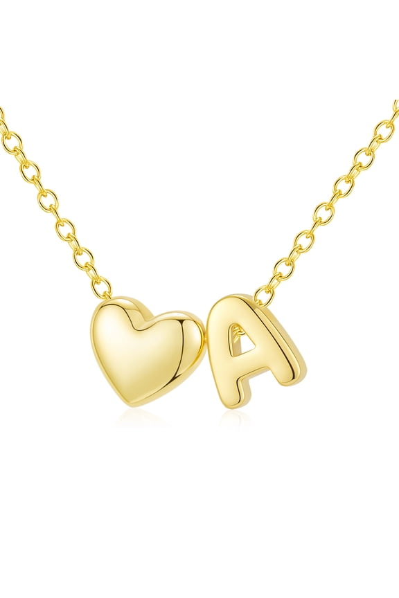 18K Gold Plated Love Heart Initial Necklaces for Women Girls Letter A Pendant Chain Birthday Graduation Jewelry Gifts Teen Mom Her Wife Kids Female Lady Daughter Age Ideas