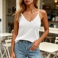 thumbnail image 2 of Ecqkame Women's Lace Trim Camisole V Neck Sleeveless Adjustable Spaghetti Strap Tank Tops Solid Color Textured Breathable Blouse White XXL, 2 of 9