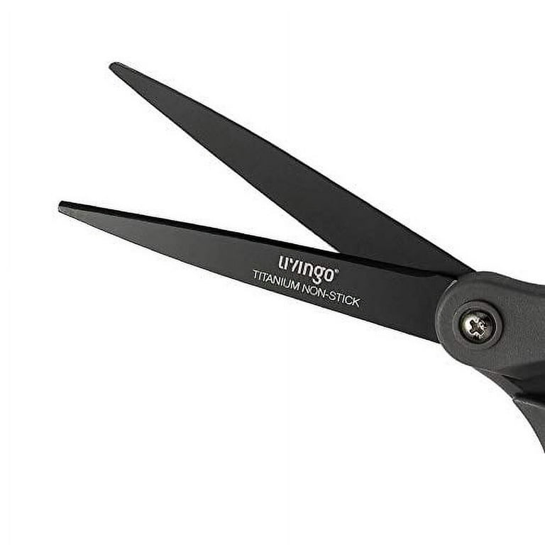 LIVINGO 2 Pack 8 Titanium Non-Stick Scissors, Professional Stainless Steel  Comfort Grip, All-Purpose, Straight Office Craft Scissors for