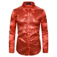 thumbnail image 2 of Tiweut Mens Sequins Shirts Button Down Long Sleeve Slim Fit 80s Disco Party Blouses Sparkle Glitter Shiny Rave Tops Clubwear,Red,XL, 2 of 4