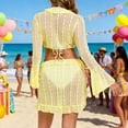 thumbnail image 4 of Yuanlook Women 4 Piece Swimsuit Halter Triangle High Cut Bikini Set with Coverup Top and Skirt - Yellow - L, 4 of 6