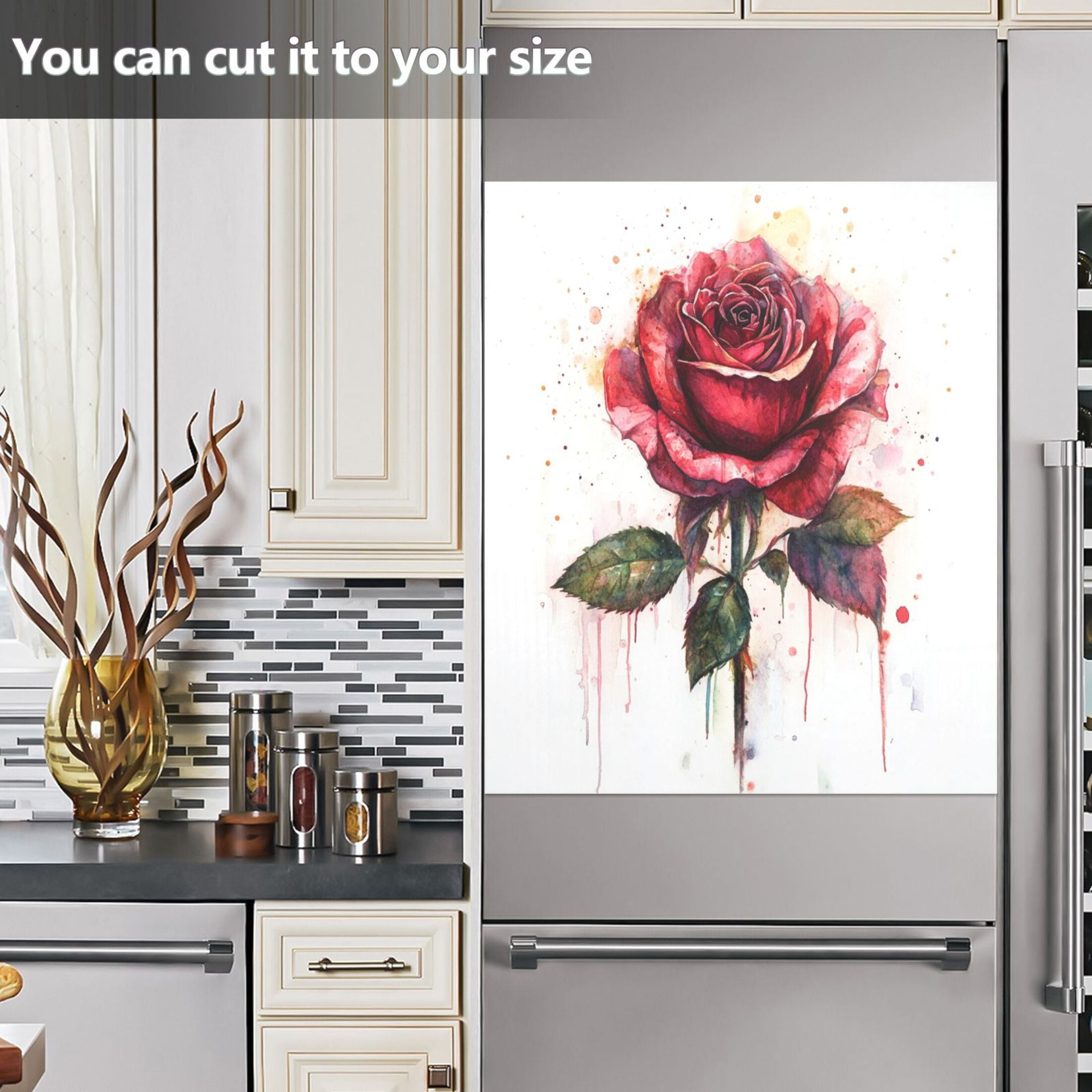 Dishwasher Magnetic Sticker 23x26 Inch Refrigerator Magnetic Sticker Washing Machine Magnetic Sticker Kitchen Panel Magnetic Sticker Home Decor Pretty Big Red Roses