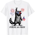 thumbnail image 1 of Feral & Free Funny Patriotic Racoon Feral And Free 4th July T-Shirt - As Picture - M, 1 of 2