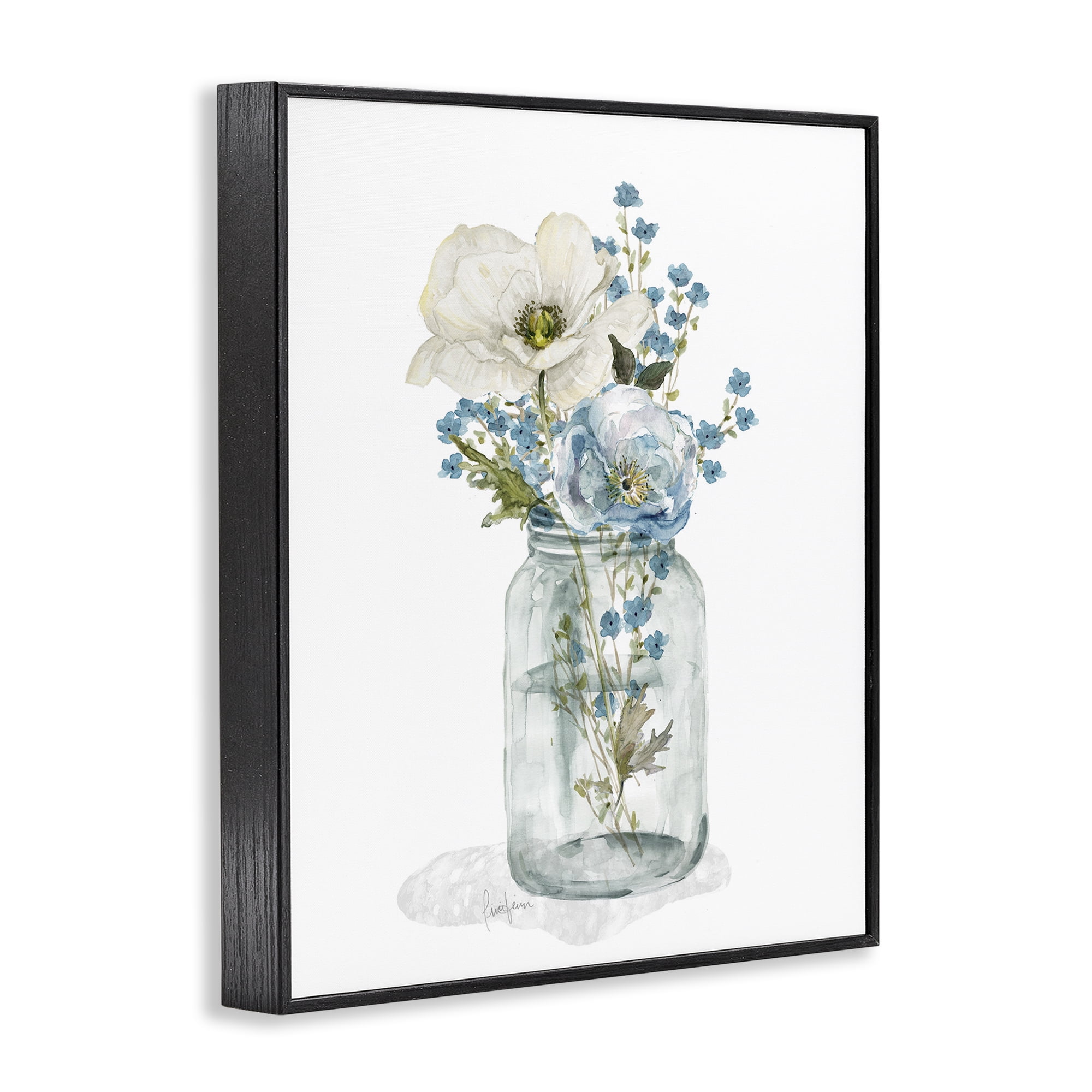 Stupell Industries Soft Flower Jar Botanical & Floral Painting Black Framed Art Print Wall Art, 11 x 14