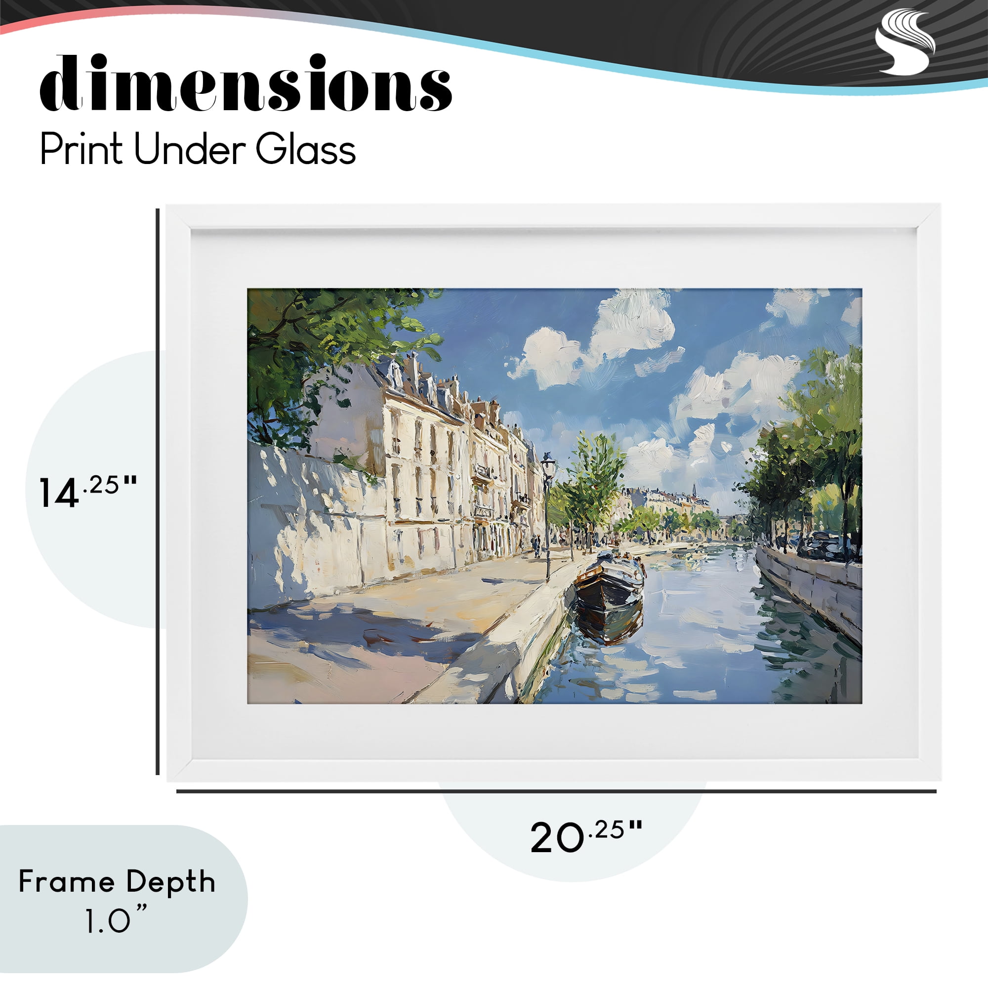 Stupell Industries Boat in Canal Summer Reflection White Framed Print Under Glass, design by Creative Studio