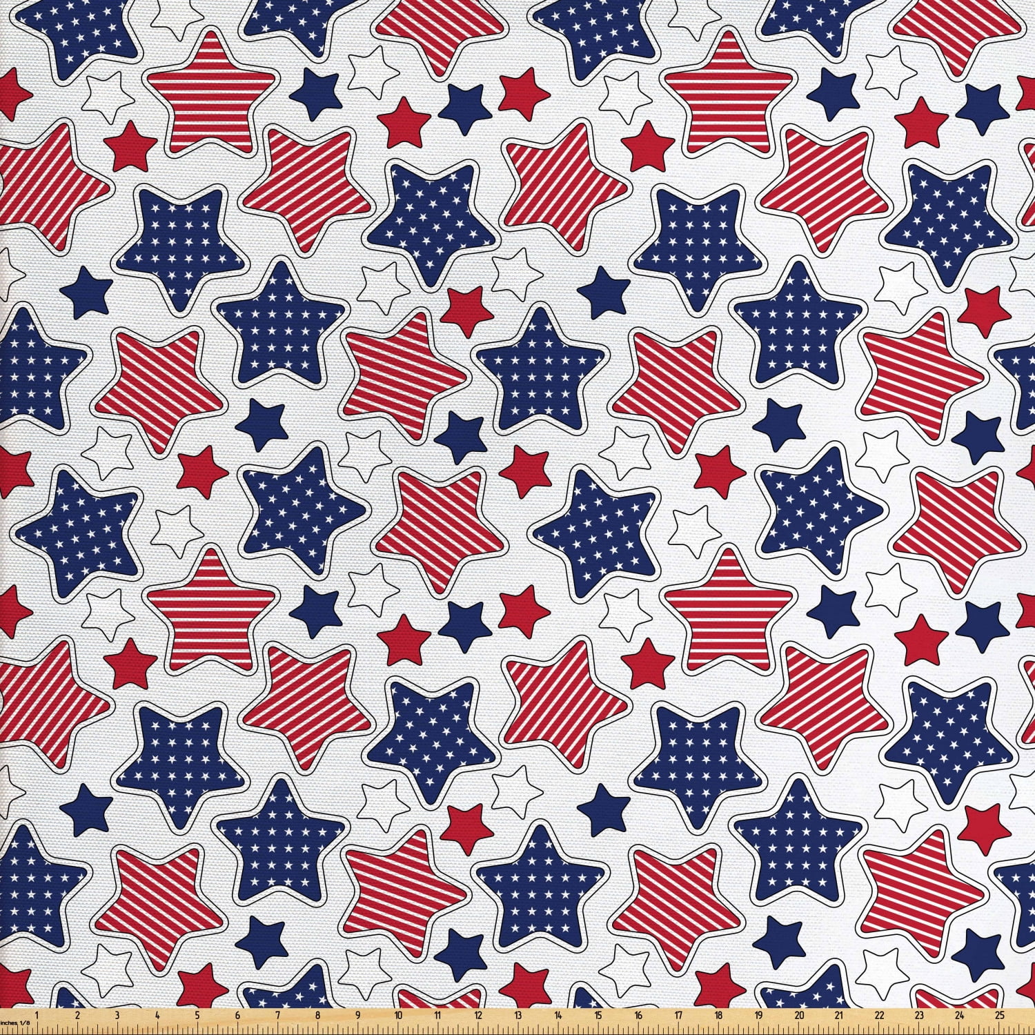 4th of July Fabric by The Yard, Grunge Celebration of Independence Day
