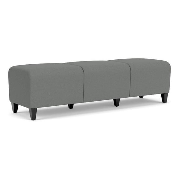 Siena 17.5" 3-Seat Lounge Reception Bench / Black Steel Legs / Light Gray