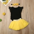 thumbnail image 3 of Bagilaanoe 3Pcs Newborn Baby Girls Summer Outfits Print Fly Sleeve Romper Tops + Sunflower Mesh Tutu Skirt + Headband 3M 6M 12M 18M Infant Casual Skirt Set, 3 of 6