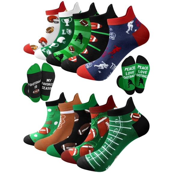 10 Pcs Football Socks for Men Athletic American Football Low Cut Ankle Socks