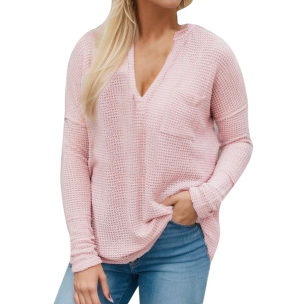 Gibobby Casual Suéter para Mujer, Suéter Brillante de Manga Larga Suéter para Mujer(Rosa,CH)