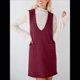 thumbnail image 4 of Vestido Corto de Punto Liso Sin Mangas con Cuello en V y Bolsillos para Mujer Vino Tinto L, 4 of 10