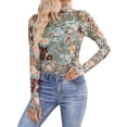 thumbnail image 2 of Womens Long Sleeve Tops Lace Long Sleeve Mesh Mockneck Trendy Cute Going Out Tops for Women Fall Fashion Outfits 2026 Clothes Womens Fashion Top Shirts, 2 of 5