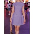 thumbnail image 3 of SUNSIOM Robe Courte d'Été pour Femme, Couleur Unie, Manches Cap, Robe Trapèze, Mode, Ajustée, Formelle, Courte, Tenue de Boîte de Nuit, 3 of 6
