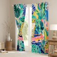 thumbnail image 3 of Feelyou Jungle Leopard Animal Curtains Pack of 2 (42x84 Each), Rustic Wildlife Cheetah Curtains Blackout, Watercolor Leaf Flower Bedroom Curtains, Curtains and Drapes Decor, 3 of 6