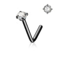 thumbnail image 1 of Nose Ring Stud L-Shape Surgical Steel Screw Piercing 3MM Set CZ Gem 20G 18G 6MM, 1 of 10