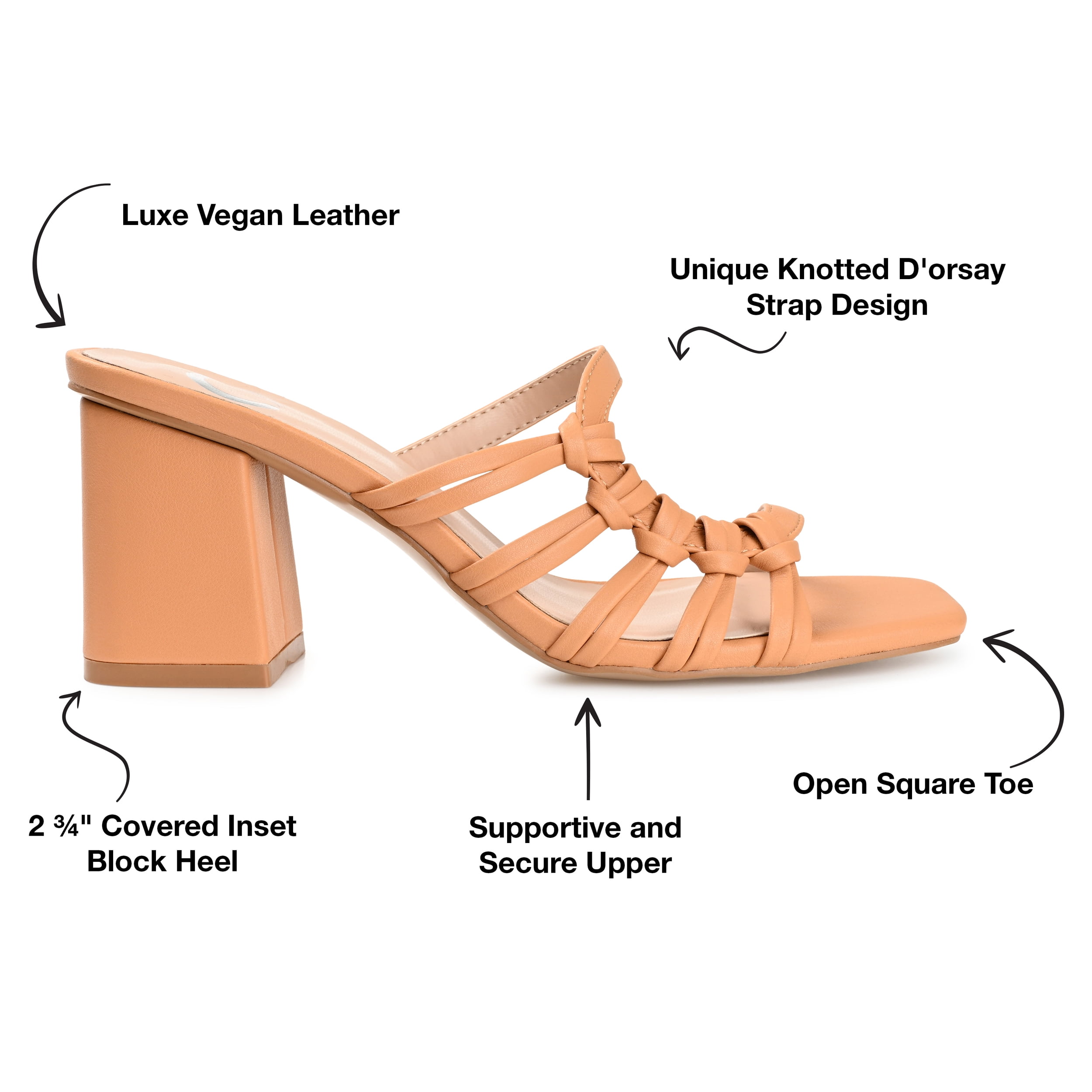 Journee Womens Emory Open Square Toe Block Heel Sandals